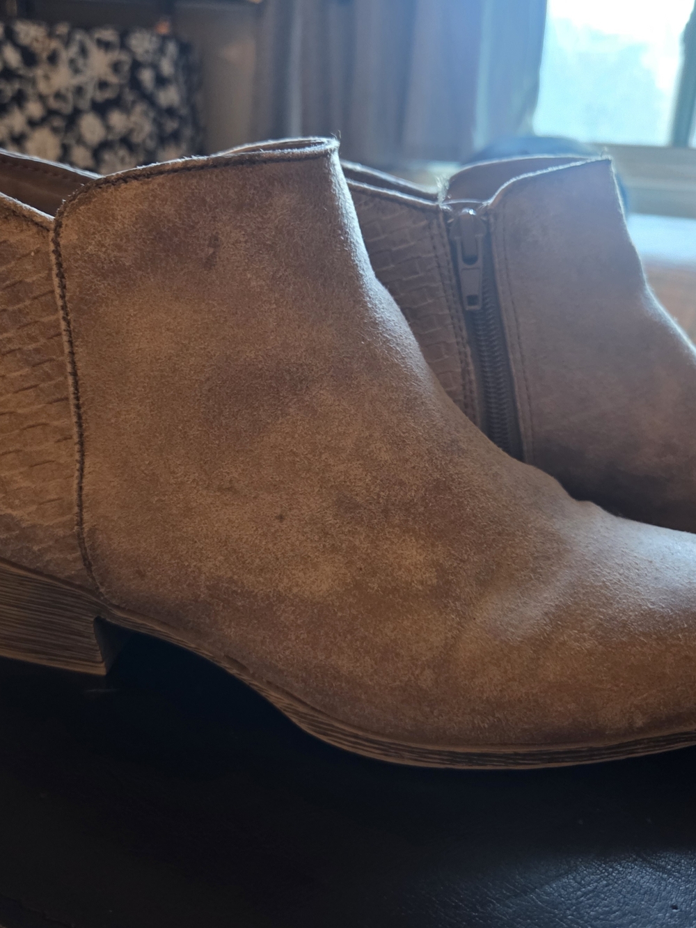 Fergalicious Suede Side-Zip Ankle Booties in Brown Sz 8.5